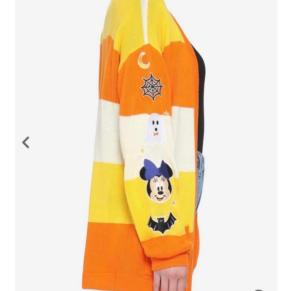 Disney Mickey Mouse Halloween Candy Corn Stripe Girls Open Cardigan Size Small - Picture 6 of 9